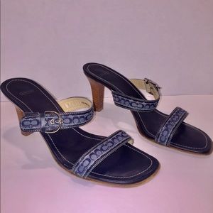 COACH Size 9B  Mini Logo Sandals Blue with Buckles